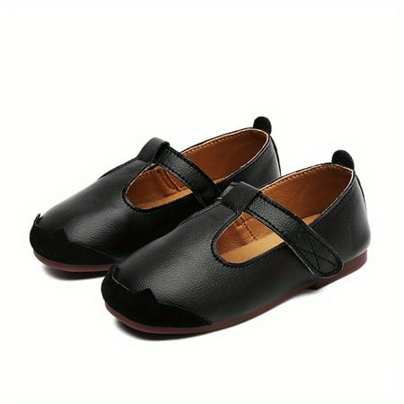 

Girls Casual Cute Mary Jane Flats Breathable Non-slip Slip-on Hook And Loop Fastener Leather Shoes For Autumn And Spring