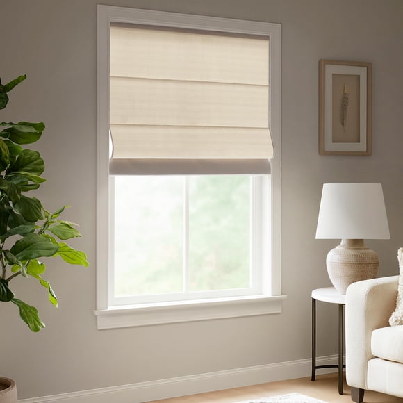 Madison Park Galen Matte Linen Cordless Roman Shades - Fabric Privacy Single Panel Darkening, Energy Efficient, Thermal Insulated Window Blind Treatm