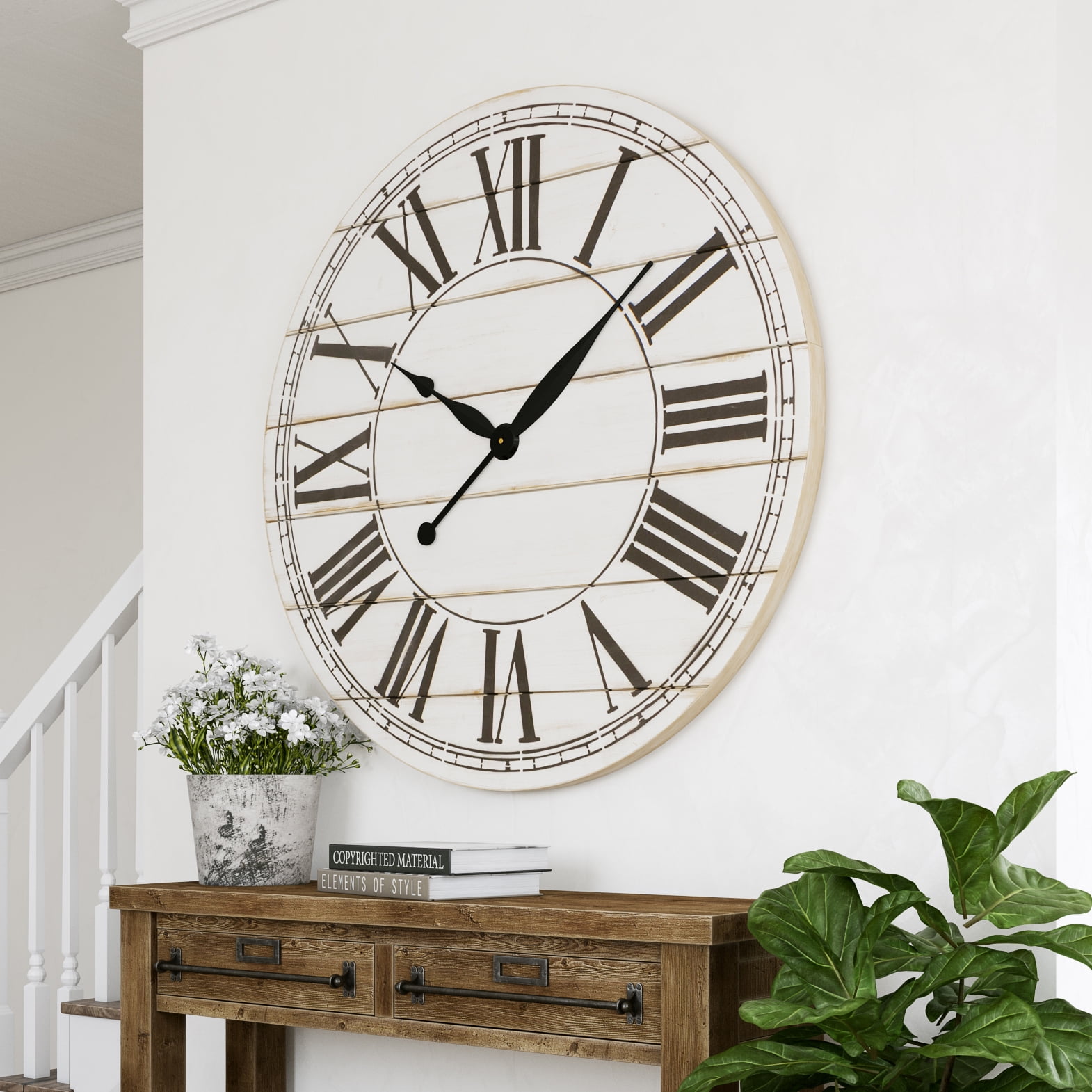 Renata Oversize Shiplap Wall Clock Walmartcom Walmartcom