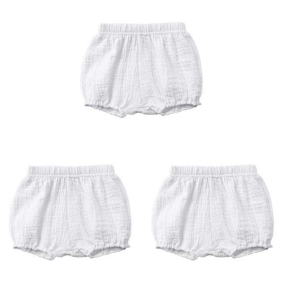 XIMIN Baby Girls and Boys Cute Bloomers Newborn Toddler Kids Unisex Cotton Linen Blend Shorts Solid Color Loose Harem Shorts for Toddler Diaper Covers (6-12 Months, White)