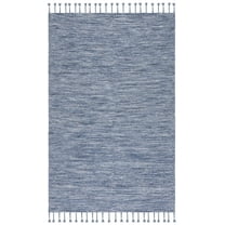 SAFAVIEH Dhurries Ksenija Solid Wool Area Rug, Navy/Beige, 3' x 5'