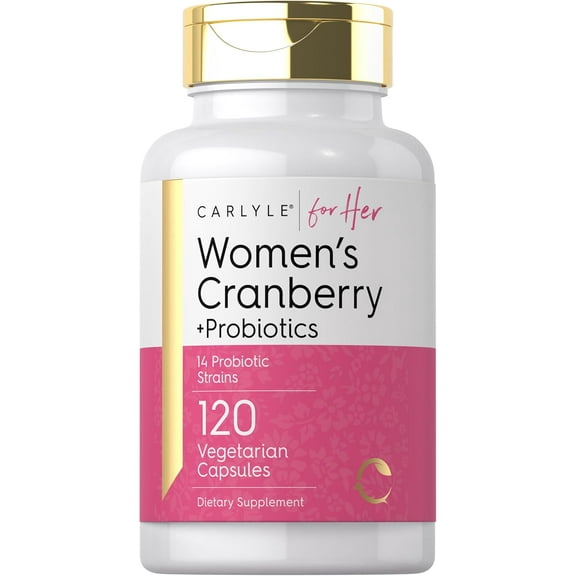 Women's Cranberry Plus Probiotics | 120 Capsules | with 14 Probiotic Strains | Vegetarian | by Carlyle