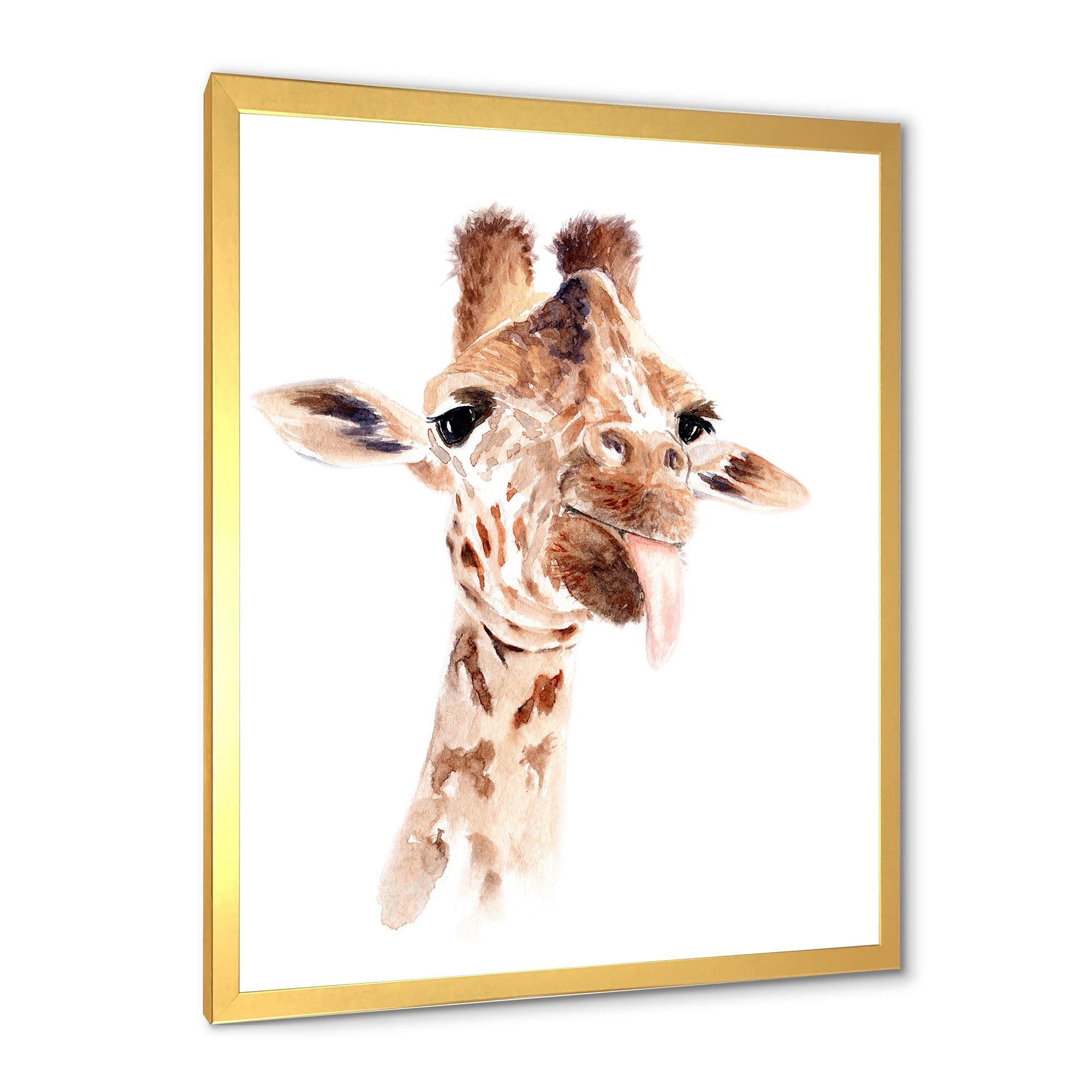Designart 'Close Up Portrait of A Giraffe X' Farmhouse Framed Art Print