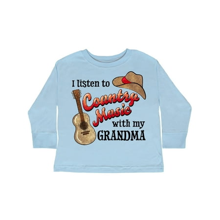 

Inktastic I Listen to Country Music with my Grandma Guitar and Hat Gift Toddler Boy or Toddler Girl Long Sleeve T-Shirt
