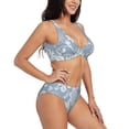 thumbnail image 6 of PAYOHTO Women's Cross Front Bikini Set with High Elasticity Soft Padding Plant Flower Vintage Bathing Suit Crop Top Swimsuit, 6 of 9