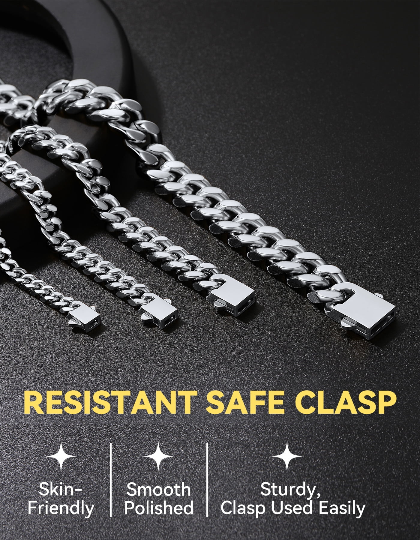 ChainsHouse Mens Silver Necklaces Stainless Steel Miami Cuban Link Chain Necklace for Men 5mm Chains Jewelry Gift for Him Boyfriend Husband Father Son, 22"