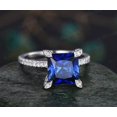thumbnail image 1 of Princess cut sapphire ring diamond ring unique bridal ring set engagement ring, 1 of 6
