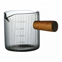 ACDANC Espresso Cups with Wood Handle Mixing Mug Transparent Espresso Accessories Heat Resistant Espresso Measuring Cup Glass for Home Bar Teahouse Style E 120ml