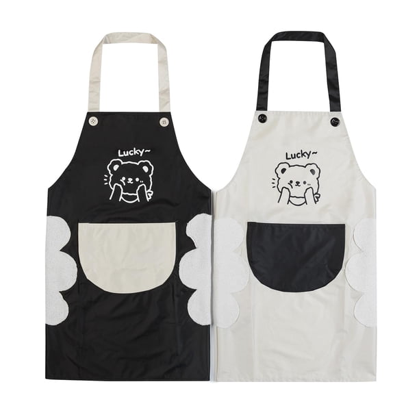 Agirlvct Paquete De 2 Delantales De Cocina Con Toallita De Mano Resistente A Las Gotas De Agua Con Bolsillos Delantales De Babero Para Lavar Platos De Cocina Regalo Del Día De Cumpleaños Para Mujeres