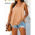 thumbnail image 3 of Plus Size Women Solid Color Sleeveless Casual Tank Tops Crew Neck Simple Camisole 5XL, 3 of 7