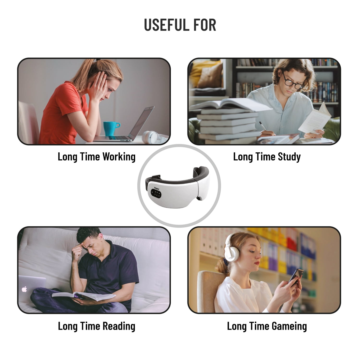 TRAKK Eye Massager Heat and Vibration Eye Care Device