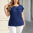 thumbnail image 2 of Tqcoqu Plus Size Tops for Women Summer 2026 Short Sleeve Shirts Tunics Round Neck Casual Loose Blouses,Dark Blue Women's L-XXXXL, 2 of 6