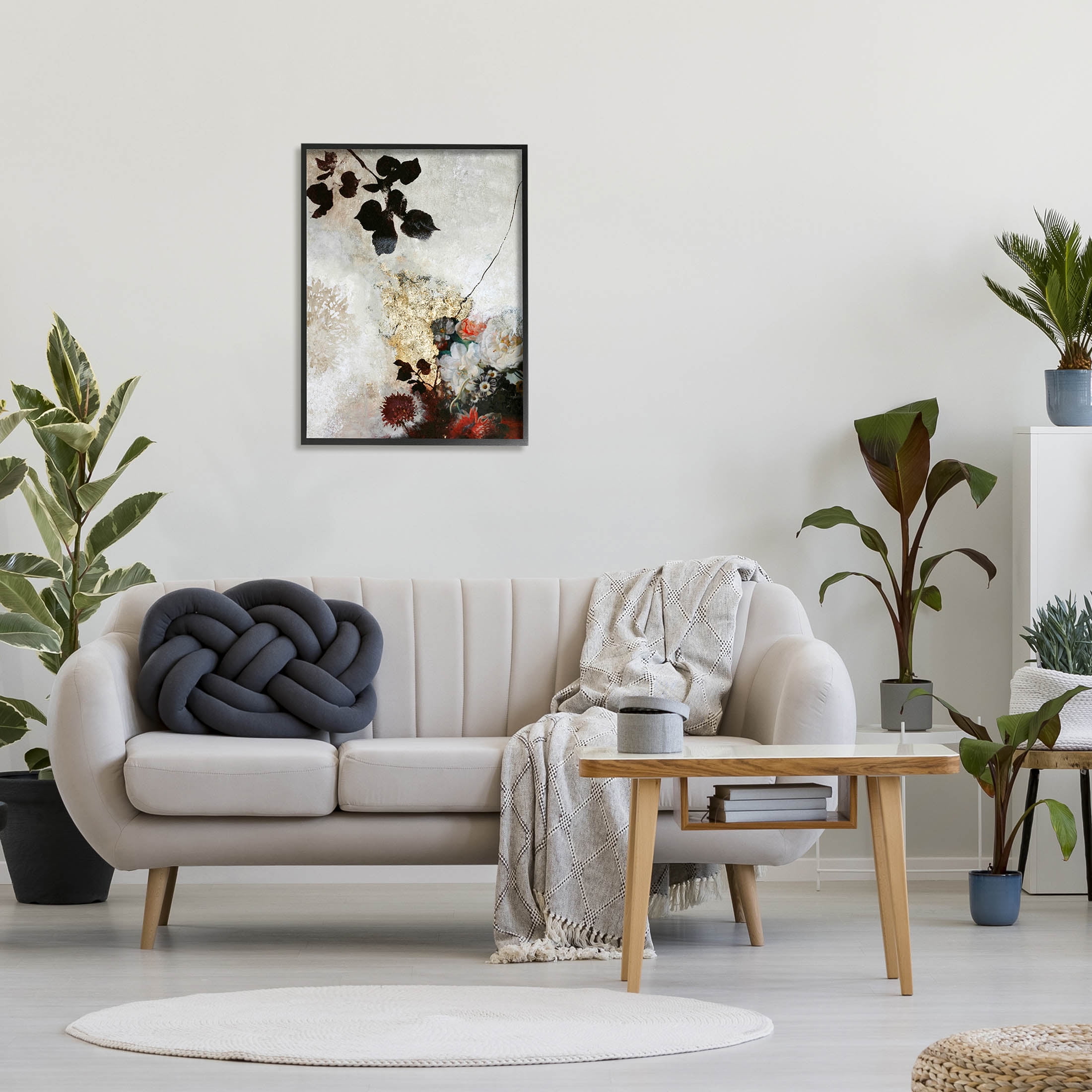 Varied Modern Floral Silhouettes Abstract Graphic Art Black Framed Art Print Wall Art