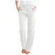 thumbnail image 1 of Pantalones informales rectos de algodón y lino con cintura elástica lisa para mujer - Cintura media, cordón, para todas las estaciones, 1 of 7
