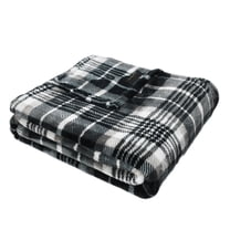 Tirrinia Buffalo Plaid Fleece Blanket, Super Soft Warm Comfy Flannel Fleece for Bedding, Couch Cabin Throw, Decorative Blankets, Black & Grey, TV Throw Measures 50" x 60"