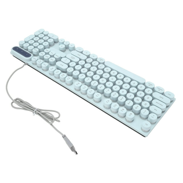 USB Wired Gaming Keyboard 104 Keys Backlit Ergonomic Foldable Feet Suspended Concave Arc Round Keycaps Multimedia Keys Compatible with Laptop Desktop AIO for XP Linux OS X