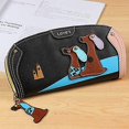 thumbnail image 2 of Bolsa de herramientas Cartera de piel sintética con cremallera para perro y tarjetero para teléfono, cartera larga bonita para mujer, color negro, 2 of 4