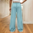 thumbnail image 3 of Fesfesfes Girls' Loose Sweatpants Solid Color High-Waisted Wide-Leg Elastic Smocked Waistband Full-Length Trousers Fashion Comfy Pants(Blue,9 Years), 3 of 6