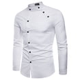 thumbnail image 1 of Men's Casual Double Placket Long Sleeve Shirt - Polyester, Button-Down, All-Season, Plus Sizes, Layered Fold Design, 1 of 7