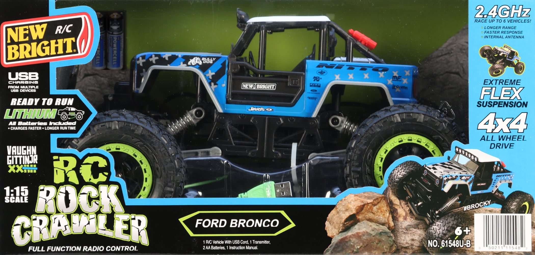 New Bright 1:15 RC Vaughn Gittin Jr. Ford Bronco Rock Crawler | eBay