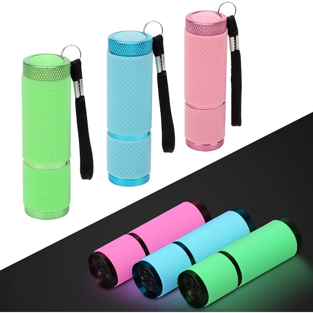 Lampes de Poche LED Phosphorescentes, Mini Lampes de Poche en Caoutchouc avec Sangles, Lumières Portables Pratiques pour Camping, Randonnée, Intérieur, Couleurs Assorties