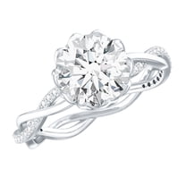 Rosec Jewels Designer Moissanite Solitaire Engagement Ring 2 Ct - Braided Ring - 8 mm - D-VS1 Quality - with Jewelry Box, 10K White Gold, US 13.00