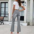 thumbnail image 5 of Bootcut Jeans for Women Y2K Baggy Stretchy Low Waisted Vintage Flare Jeans Button Closure Trendy Versatile Wide Leg Denim Pants with Pockets Gray M, 5 of 7