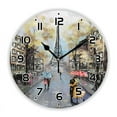 thumbnail image 2 of Stylish Pastel Red Paris Tower Oil Painting Wall Clock for Living Room Modern France City Landscape Art Wall Watch Home Decor 35（12 Inch）, 2 of 6