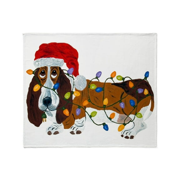 CafePress - Basset Tangled In Christmas Lights Throw Blanket - Soft Fleece Throw Blanket, 50"x60" for All Ages