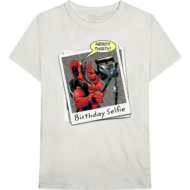 Deadpool T-Shirt en Coton pour Adulte avec Selfie d'Anniversaire