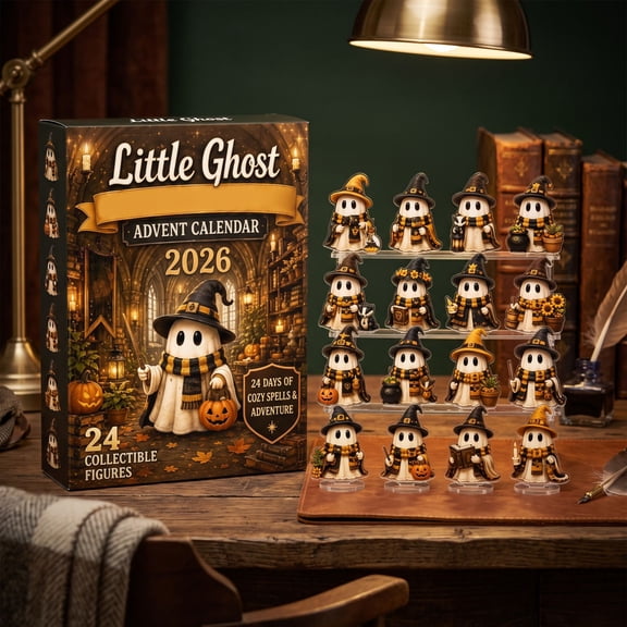 2026 New Halloween Little Ghost Advent Calendar, 24Pcs 2D Flat Figurine Collectible, 24 Days of Halloween Countdown Calendar Crafts, Halloween Decorations for Tree Window Mantel Office and Gifts