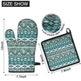 thumbnail image 6 of Teal Geometric Boho Pattern Kitchen Oven Mitt and Pot Holder Sets 2 Pcs for Baking, Cooking and Grilling, Heat Resistant Up To 392 °F, 6 of 7