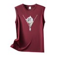 thumbnail image 3 of Women's Tennis Tanks Versatile Sleeveless Cat Print Zippered Heartfelt Tank Top for Casual Everyday Wear 3XL, 3 of 3