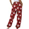 thumbnail image 5 of Tejiojio Christmas Clearance Women's Casual Trousers Printing Drawstring Pants Waist Long Pants Sweatpants With Pocket, 5 of 7