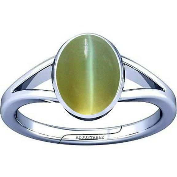 Divya Shakti 7.25-7.50 Carat Cat's eye Lesuniya Gemstone Silver Adjustable Ring for Mens & Womens