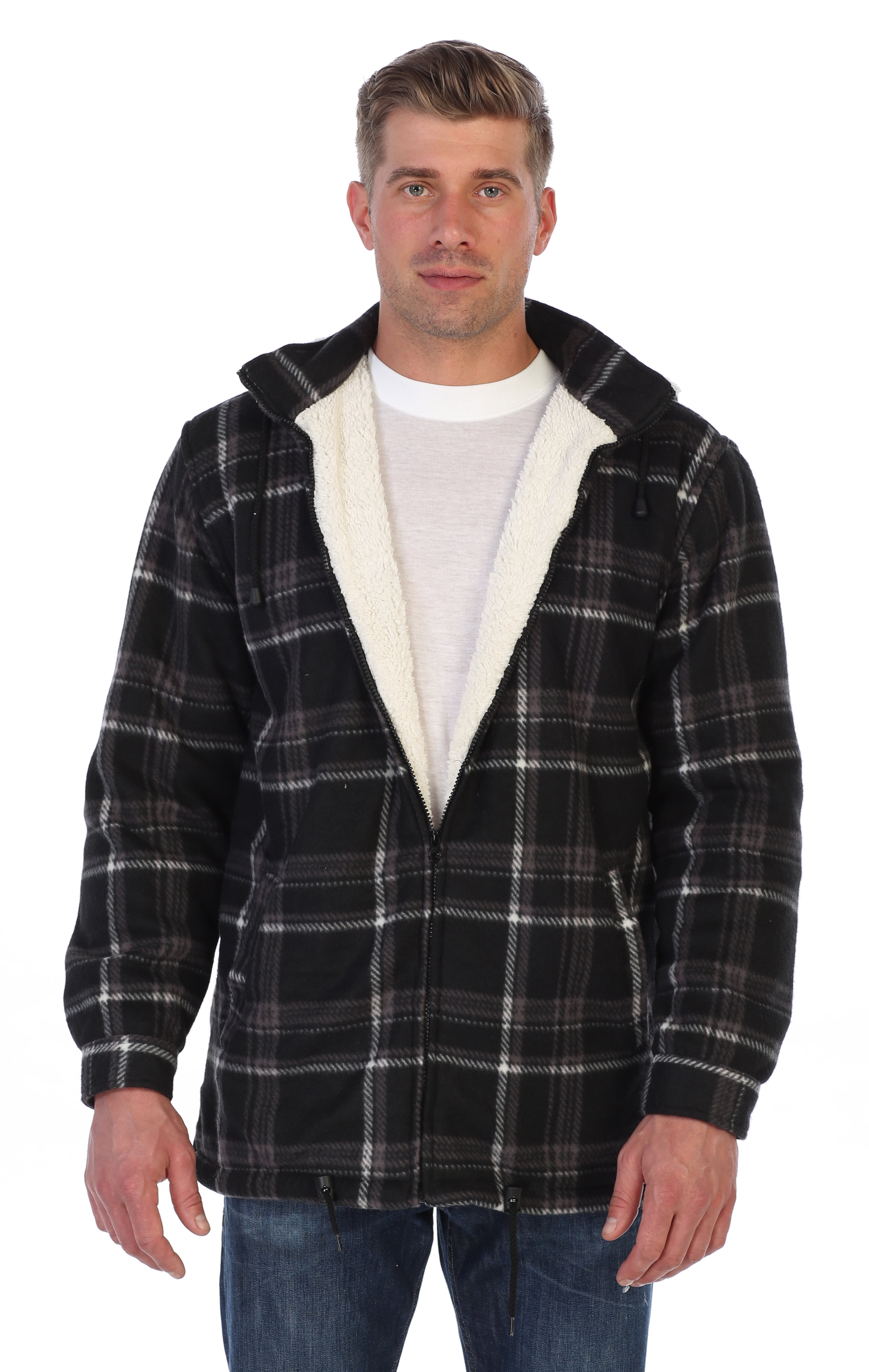 Gioberti Mens Sherpa Lined Flannel Jacket with Removable Hood - Walmart.com
