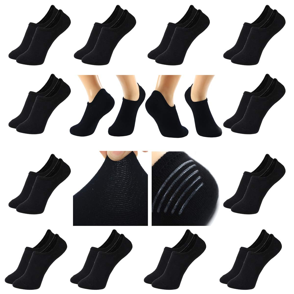 12 Packs No Show Socks for Flats Women Non Slip Low Cut Invisible Ankle ...