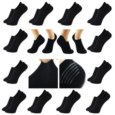 

12 Packs No Show Socks for Flats Women Non Slip Low Cut Invisible Ankle Hidden Footies 7-9 9-11 9-12