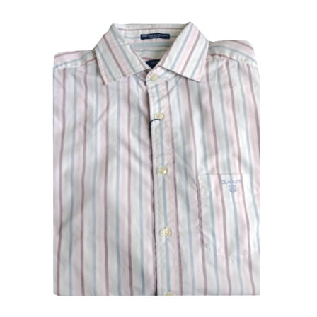 GANT Men's Light Blue Easy Care Broadcloth Stripe Shirt 342846 Size Medium