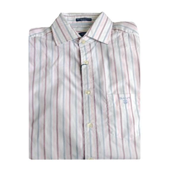 GANT Men's Light Blue Easy Care Broadcloth Stripe Shirt 342846 Size Medium