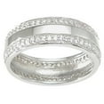 His and Hers 3 Piece Trio Sterling Silver Wedding Band Engagement Ring