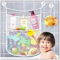 thumbnail image 1 of Bolsa colgante de malla para organizador de juguetes de baño para bebé con ganchos de succión y pegatinas, 1 of 4