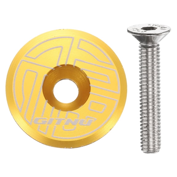 1 1/4" Bicycle Headset Top Cap Cover Aluminum Alloy Cycling Headset Stem with M6 Bolt for Mountain Bike Road MTB, Gold Tone