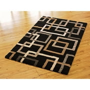 Orian Lynx Square Black Fleece Area Rug
