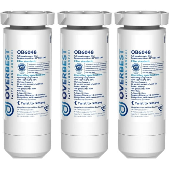 Overbest OB6048 Replacement for GE® XWF Refrigerator Water Filter, 3 Pack (Not XWFE®)