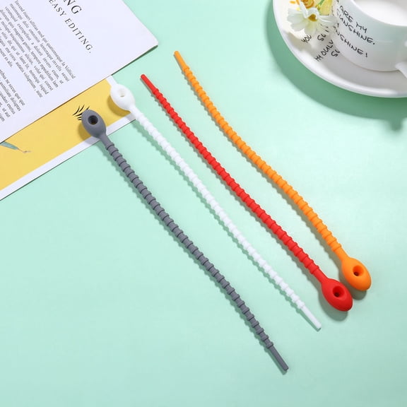 ETHZZLE 10Pcs Silicone Cable Ties Reusable Self-Locking Fixing Ring Loop Cable Ties Assorted Color