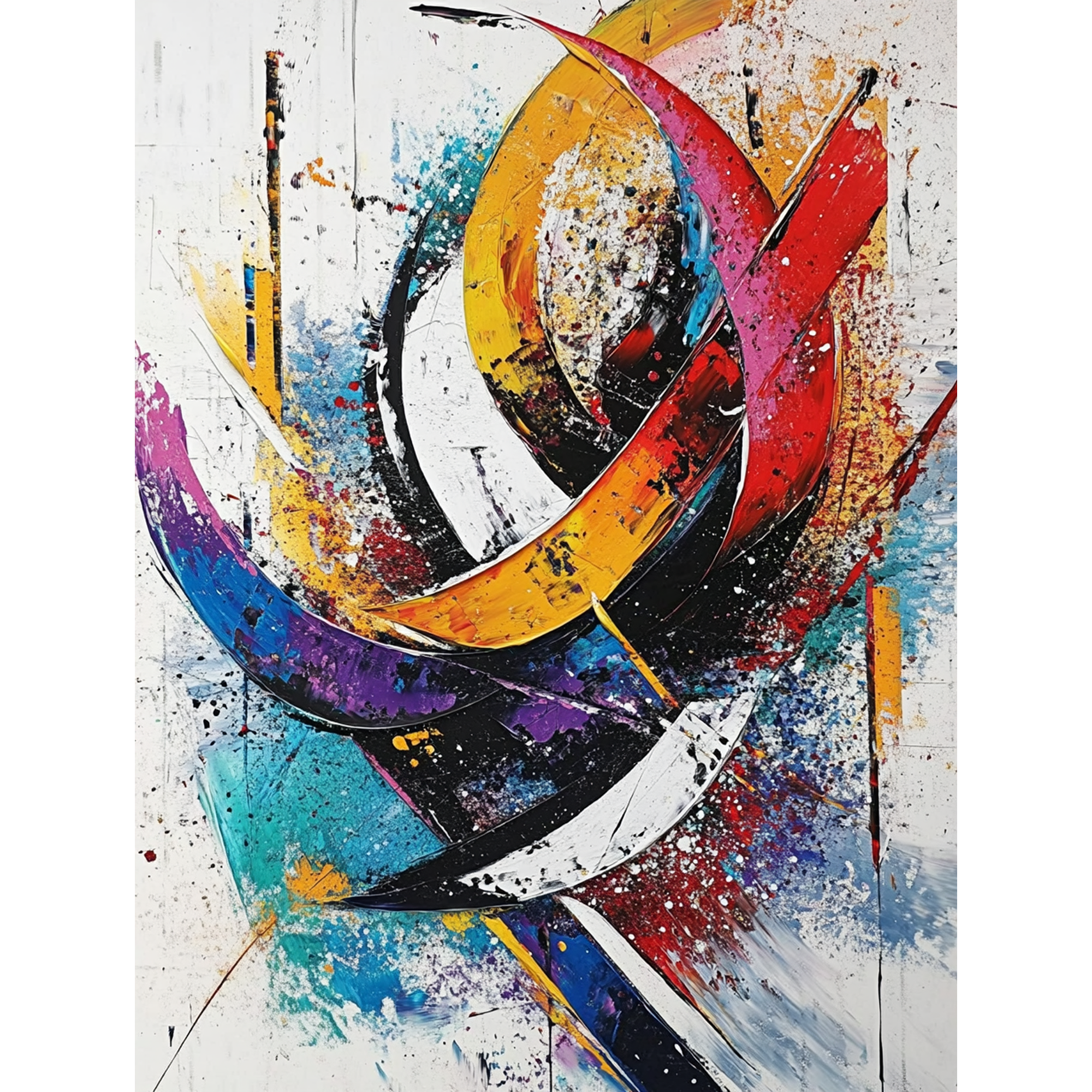 Abstract Colorful Strokes Decorative Painting/Canvas Art, Suitable for Living Room, Bedroom, Office, Study, Dining Room, Hallway, Gallery, and Workspace Decor.