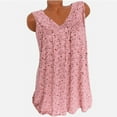 thumbnail image 2 of CHGBMOK Plus Size Womens Summer Tops Floral Printed Casual Loose Blouse Swing V-neck Tees Sleeveless Shirts Oversize Graphic Tank Tops, 2 of 7