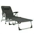 thumbnail image 1 of Gymax Chaise Longue de Plage Pliante avec 7 Positions Réglables Gris, 1 of 10