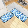 thumbnail image 7 of 2-Piece Kitchen Mat Set Non Slip Washable Floor Mats Decorative Rugs for Kitchen Sink Laundry Blue Oak Leaf Pattern, 7 of 7